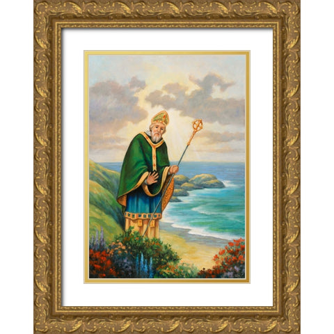 St. Patrick Gold Ornate Wood Framed Art Print with Double Matting by Zaccheo, John