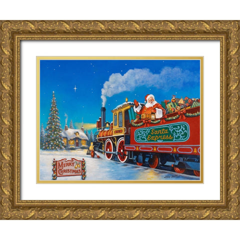 Santa Express Gold Ornate Wood Framed Art Print with Double Matting by Zaccheo, John