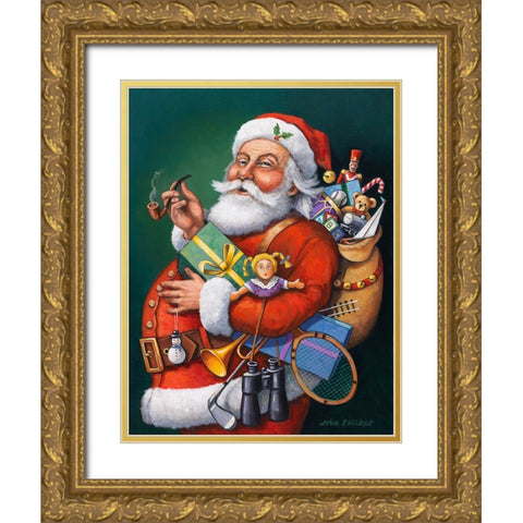 Saint Nick and All His Toys Gold Ornate Wood Framed Art Print with Double Matting by Zaccheo, John