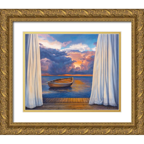 Vacation View Gold Ornate Wood Framed Art Print with Double Matting by Zaccheo, John