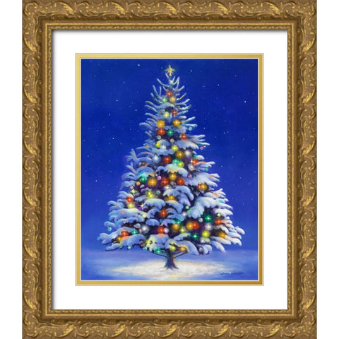 Christmas Tree Gold Ornate Wood Framed Art Print with Double Matting by Zaccheo, John