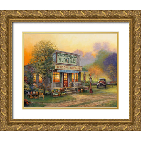 Old Country Store Gold Ornate Wood Framed Art Print with Double Matting by Zaccheo, John