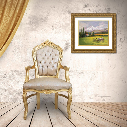Harvest In The Rockies Gold Ornate Wood Framed Art Print with Double Matting by Zaccheo, John