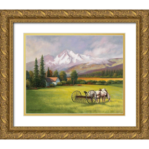 Harvest In The Rockies Gold Ornate Wood Framed Art Print with Double Matting by Zaccheo, John
