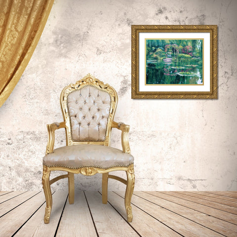 Monets Garden Gold Ornate Wood Framed Art Print with Double Matting by Zaccheo, John