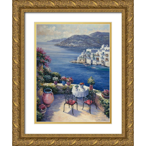 Aegean Vista Gold Ornate Wood Framed Art Print with Double Matting by Zaccheo, John
