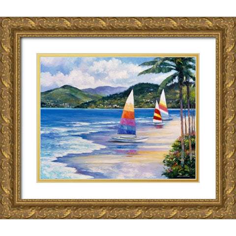 Seaside Sails Gold Ornate Wood Framed Art Print with Double Matting by Zaccheo, John