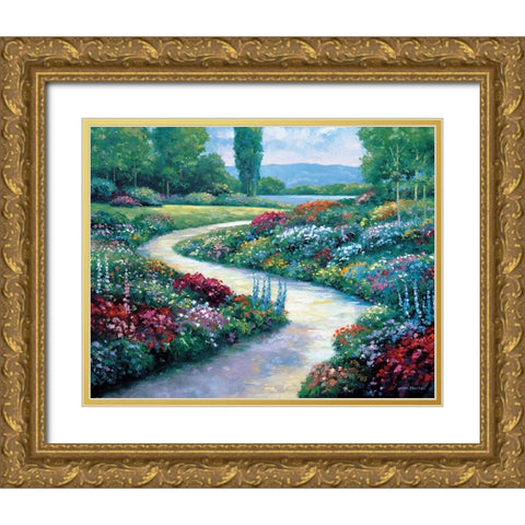 Lakeside Path Gold Ornate Wood Framed Art Print with Double Matting by Zaccheo, John