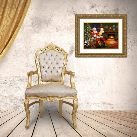 Checking his List Gold Ornate Wood Framed Art Print with Double Matting by Zaccheo, John