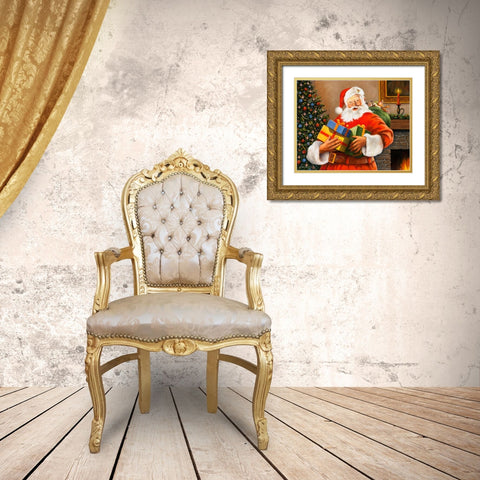 Presents from Santa Gold Ornate Wood Framed Art Print with Double Matting by Zaccheo, John