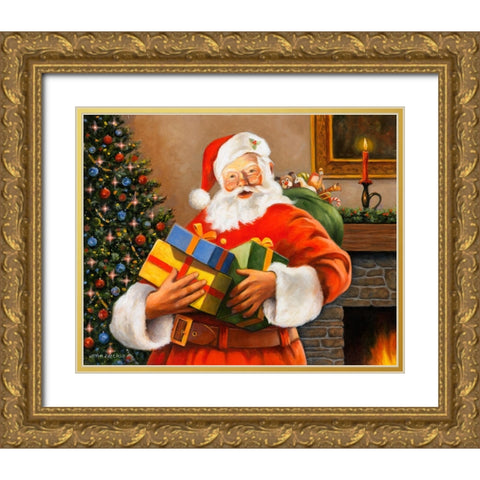 Presents from Santa Gold Ornate Wood Framed Art Print with Double Matting by Zaccheo, John
