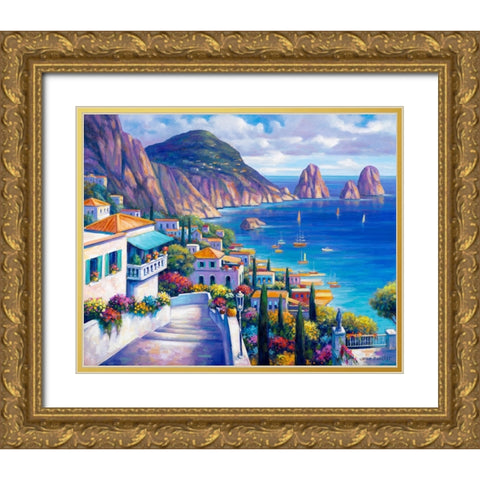 View of the Ocean Gold Ornate Wood Framed Art Print with Double Matting by Zaccheo, John