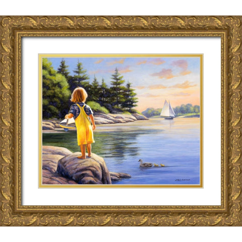 Boy and His Boat Gold Ornate Wood Framed Art Print with Double Matting by Zaccheo, John