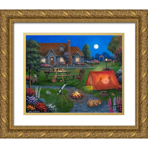 Kids Night Out Gold Ornate Wood Framed Art Print with Double Matting by Zaccheo, John