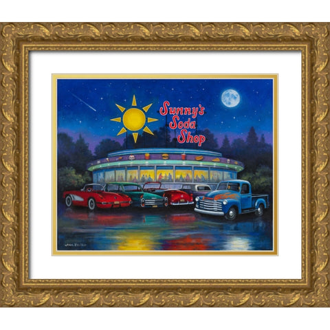 Sunnys Soda Shop Gold Ornate Wood Framed Art Print with Double Matting by Zaccheo, John