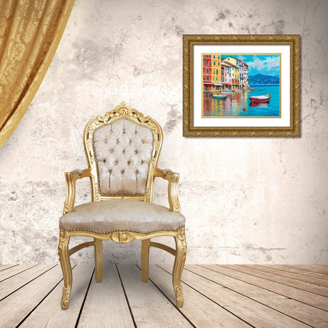 Portofino Gold Ornate Wood Framed Art Print with Double Matting by Zaccheo, John