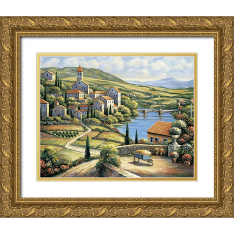 The Village A Gold Ornate Wood Framed Art Print with Double Matting by Zaccheo, John