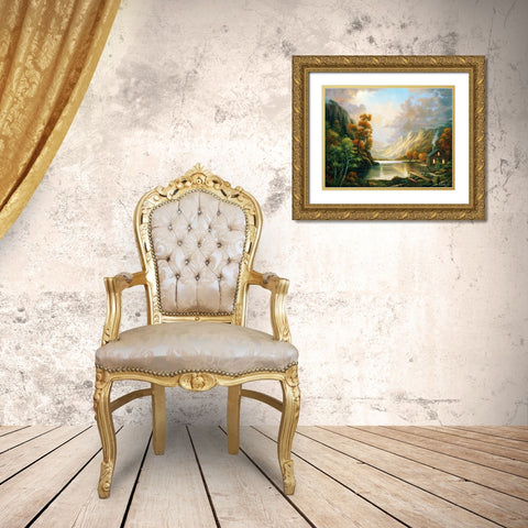 Fall Serene Gold Ornate Wood Framed Art Print with Double Matting by Zaccheo, John