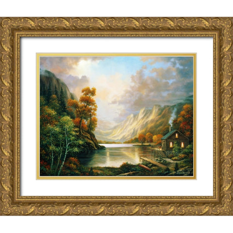 Fall Serene Gold Ornate Wood Framed Art Print with Double Matting by Zaccheo, John