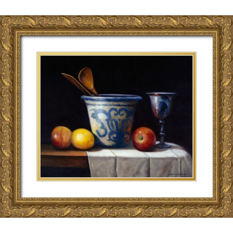 Still Life Harmony Gold Ornate Wood Framed Art Print with Double Matting by Zaccheo, John