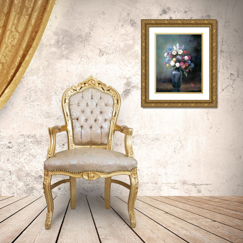 Floral B Gold Ornate Wood Framed Art Print with Double Matting by Zaccheo, John