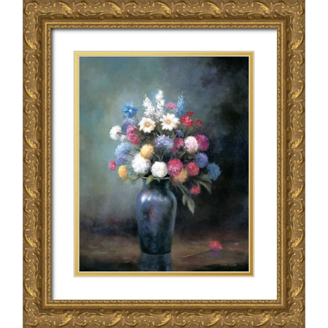 Floral B Gold Ornate Wood Framed Art Print with Double Matting by Zaccheo, John