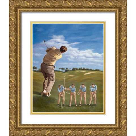 Follow Through Gold Ornate Wood Framed Art Print with Double Matting by Zaccheo, John