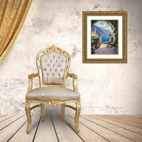 Mediterranian Archway Gold Ornate Wood Framed Art Print with Double Matting by Zaccheo, John