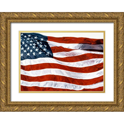 American Flag Gold Ornate Wood Framed Art Print with Double Matting by Zaccheo, John