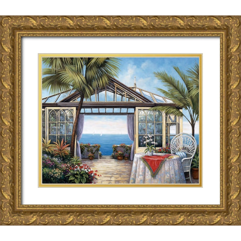 Ocean View Gold Ornate Wood Framed Art Print with Double Matting by Zaccheo, John