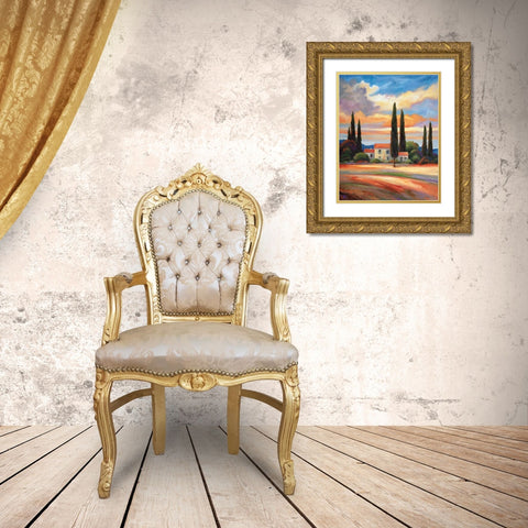 Sunset In Provence Gold Ornate Wood Framed Art Print with Double Matting by Zaccheo, John