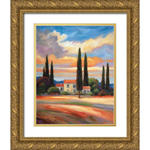 Sunset In Provence Gold Ornate Wood Framed Art Print with Double Matting by Zaccheo, John