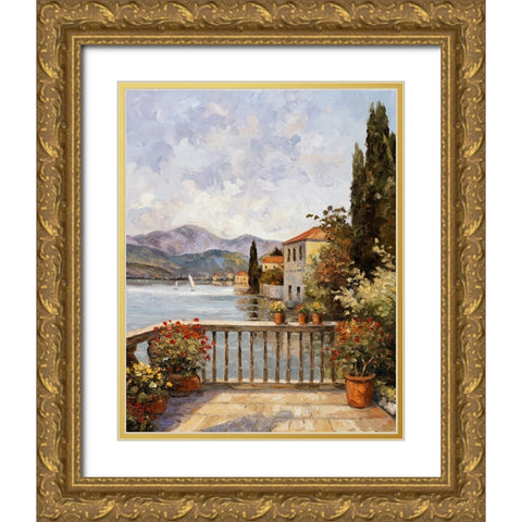 Lake Lugono Gold Ornate Wood Framed Art Print with Double Matting by Zaccheo, John