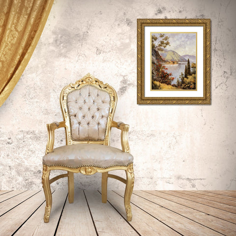 Lake Como Gold Ornate Wood Framed Art Print with Double Matting by Zaccheo, John