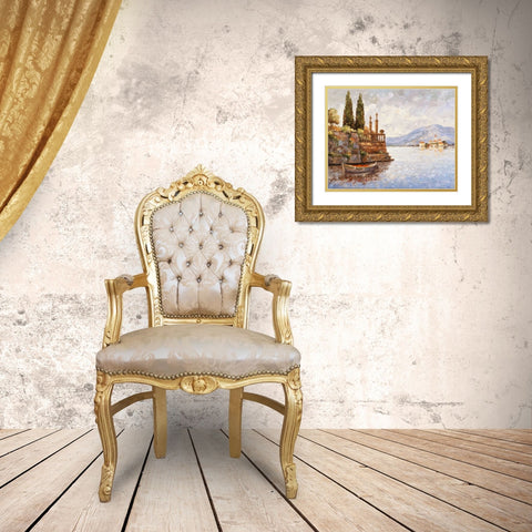 Evening Light On Lake Como Gold Ornate Wood Framed Art Print with Double Matting by Zaccheo, John