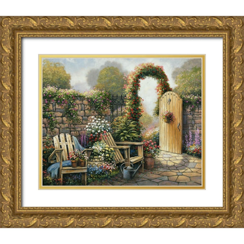Garden Patio Gold Ornate Wood Framed Art Print with Double Matting by Zaccheo, John
