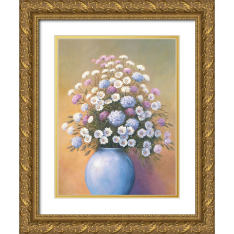 Florals 2 Gold Ornate Wood Framed Art Print with Double Matting by Zaccheo, John