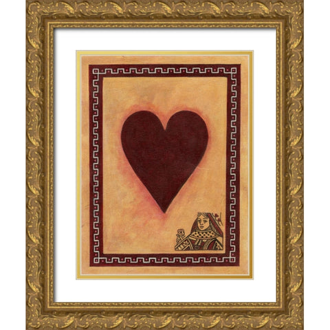 Queen Of Hearts Gold Ornate Wood Framed Art Print with Double Matting by Zaccheo, John