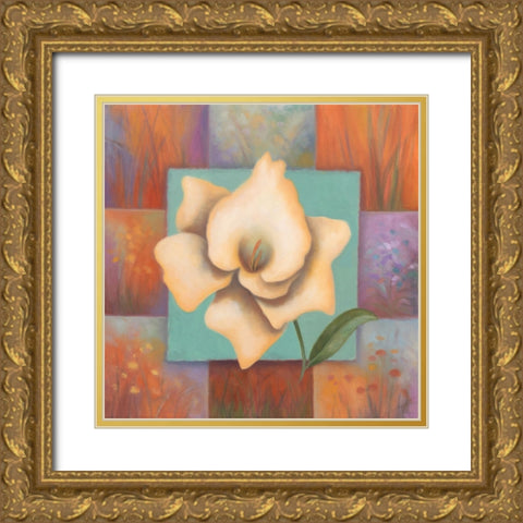 White Patchwork Gold Ornate Wood Framed Art Print with Double Matting by Zaccheo, John