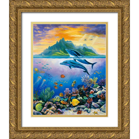 Paradise Gold Ornate Wood Framed Art Print with Double Matting by Zaccheo, John