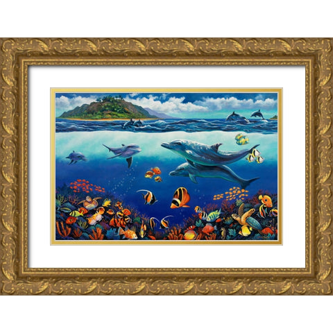 Reef Serenade Gold Ornate Wood Framed Art Print with Double Matting by Zaccheo, John