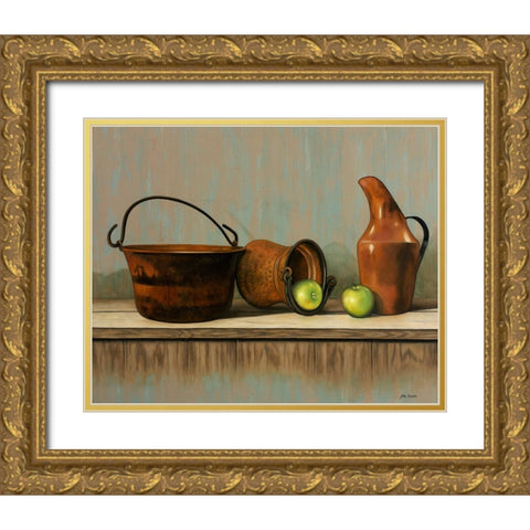 Rustic Cooking Pots Gold Ornate Wood Framed Art Print with Double Matting by Zaccheo, John