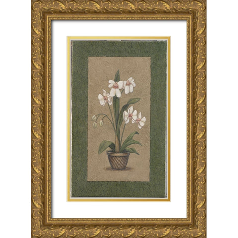 Green Border Triptych - Left Gold Ornate Wood Framed Art Print with Double Matting by Zaccheo, John