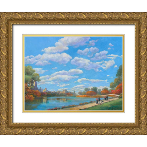 Central Park Vista Gold Ornate Wood Framed Art Print with Double Matting by Zaccheo, John