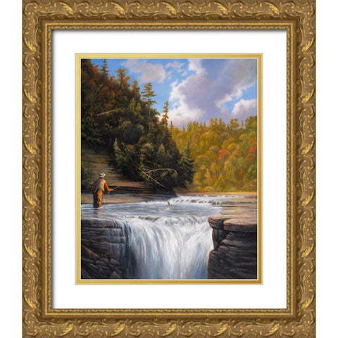 Fishing Gold Ornate Wood Framed Art Print with Double Matting by Zaccheo, John