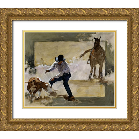 Gotcha! Gold Ornate Wood Framed Art Print with Double Matting by Knauf, J.E.