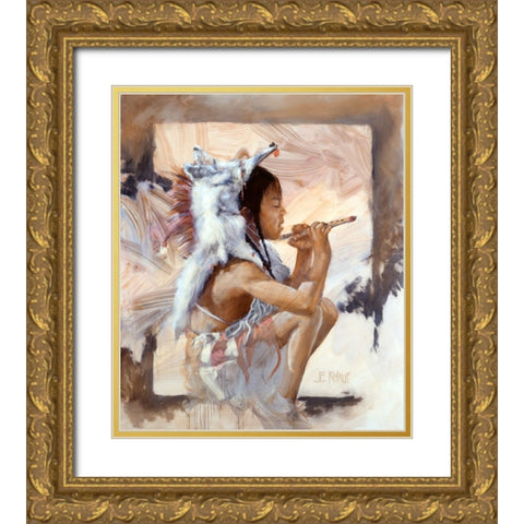 J J Bald Eagle Gold Ornate Wood Framed Art Print with Double Matting by Knauf, J.E.