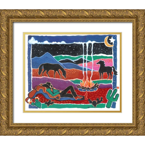 Cowboy Dreams Gold Ornate Wood Framed Art Print with Double Matting by Bryant, Kristin