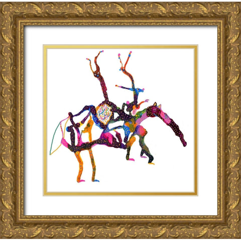 Anteater Snails Bunny Gold Ornate Wood Framed Art Print with Double Matting by Kwerki Studios