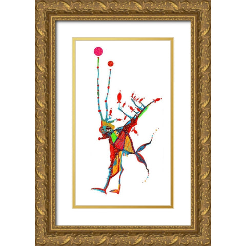 Fish Man Gold Ornate Wood Framed Art Print with Double Matting by Kwerki Studios